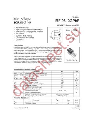 IRFI9610GPBF datasheet  